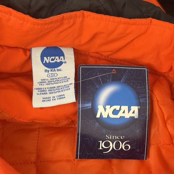 Oklahoma State Cowboys Jacket Mens Large NCAA Football Hooded Coat Orange Puffer - Picture 3 of 15
